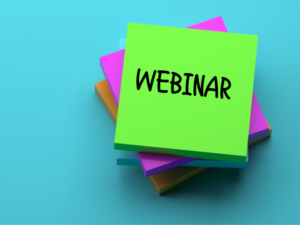 Graphic that says "webinar" on post-its