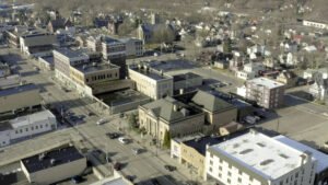 Aerial shot of the museum