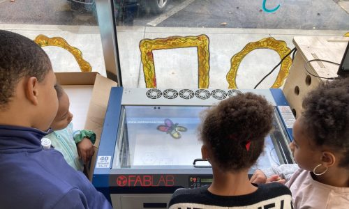 kids working with laser printer